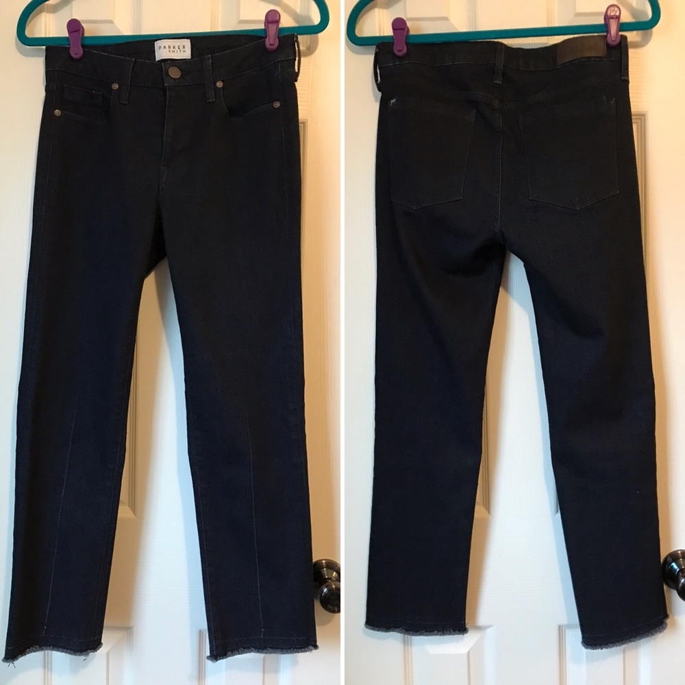 Parker Smith Dark Blue Cropped Jeans Size 4/27 Frayed Hem